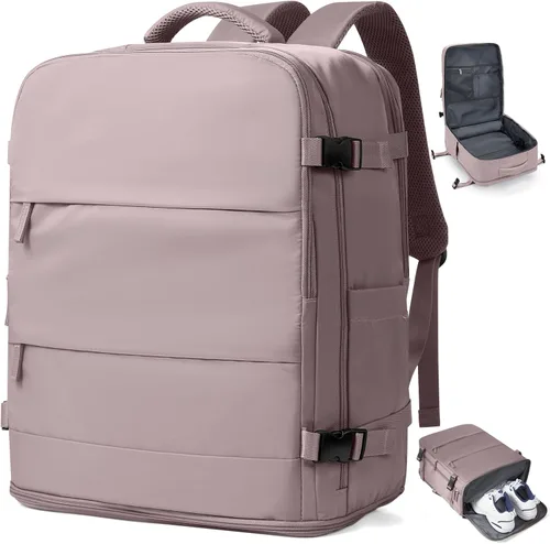Miniatura 32 de coowoz Mochila grande de viaje para mujeres y hombres, mochila de transporte, mochila para senderismo impermeable, mochila deportiva para Rosa