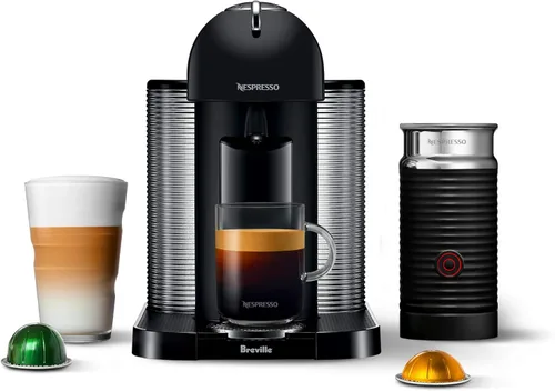 Nespresso Vertuo Cafetera de café y espresso de Breville, color negro mate con espumador de leche Aeroccino