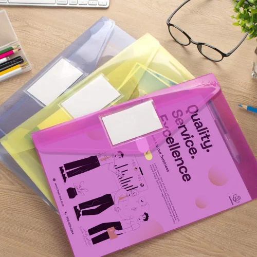 Miniatura 8 de Sooez Paquete de 10 carpetas de archivos, sobres de polietileno transparente, carpetas para documentos, tamaño carta A4 con bolsillo para etiquetas