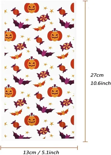 Miniatura 3 de Ai-Fun Paquete de 100 bolsas de celofán de plástico para dulces, paquete de regalo, bolsa de regalo con lazos giratorios para Halloween, Navidad
