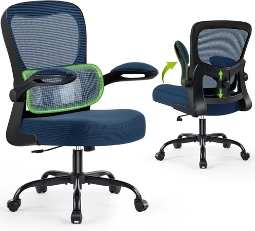 Miniatura 12 de AreShark Silla de oficina ergonómica, cómoda silla de escritorio con soporte lumbar ajustable, silla de computadora de malla con ruedas, Negro