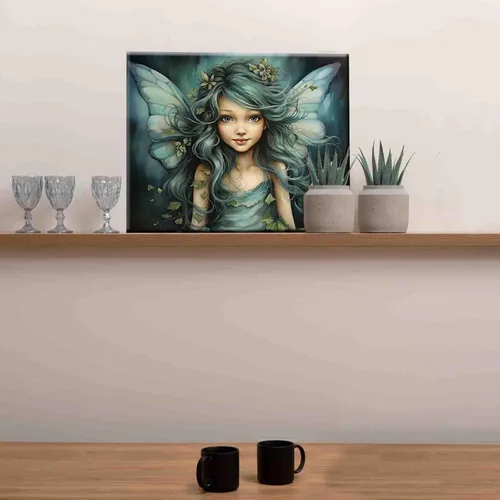 Miniatura 3 de Girl Angel - Pintura por números para adultos, hermosa niña con alas azules, pintura al óleo digital para bricolaje, pintura acrílica, kit