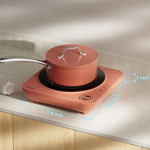 Miniatura 7 de CIARRA CATIH1A-O Cocina de inducción portátil, quemador eléctrico de encimera delgado con sensor táctil y tiempo digital, naranja 2-Naranja