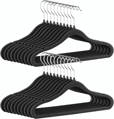 Miniatura 18 de Perchas para niños GoodtoU de terciopelo para bebé, antideslizantes, rosa, para niños pequeños y bebés, paquete de 20 perchas de ropa para bebé