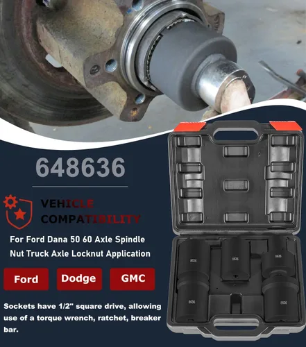 Miniatura 2 de Camoo 648636 Juego de llaves de tuerca de husillo, 5 piezas de enchufes de tuerca de eje para Ford Dana 50 60, para Dodge, Chevrolet y GMC de 1/2