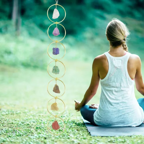 Miniatura 22 de Adornos colgantes de cristal hechos a mano para ventana de automóvil, 7 chakras, decoración del hogar, adorno de Feng Shui, adorno de yoga