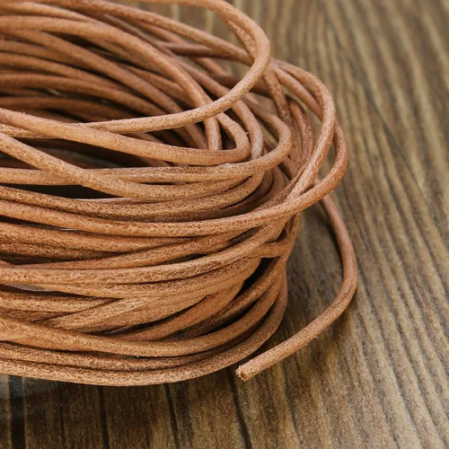 Miniatura 2 de Cordones de cuero redondos genuinos Beadnova de 0.05 a 0.19 in para el collar de la pulsera que rebordea la fabricación de la joyería 15.natural