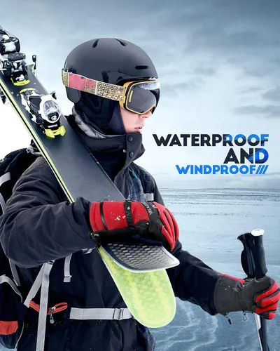 Miniatura 2 de VELAZZIO Guantes de esquí impermeables y transpirables, guantes de snowboard, 3M Thinsulate aislados cálidos guantes de nieve, para hombres y mujeres