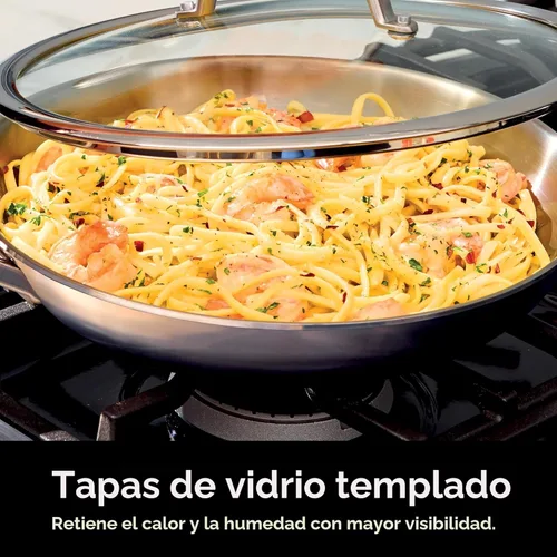 Miniatura 10 de Juego de ollas y sartenes de acero inoxidable Ninja EverClad de 7 piezas, juego de utensilios de cocina, compatible con todas las estufas e