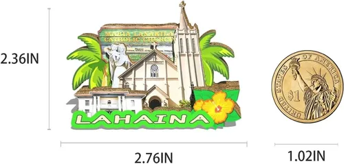 Miniatura 3 de USA Lahaina - Imán de nevera con imán de madera 3D, monumentos de viaje, decoración coleccionable hecha a mano