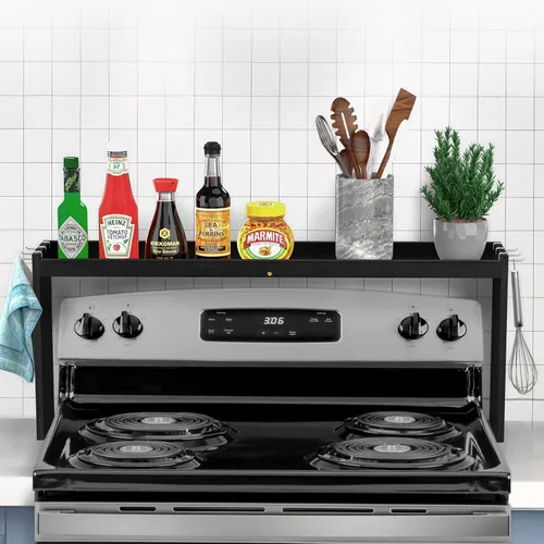 Miniatura 8 de IIIOIIIA Estante de Bambú Sobre la Estufa para Especias para Almacenamiento de Cocina, Organizador de Especiero de Cocina de 31.5", Estante Superior