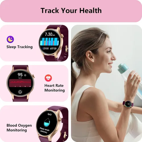 Miniatura 2 de Reloj inteligente para mujeres, responder/hacer llamadas, pantalla ultra clara AMOLED de 1.32 pulgadas, rastreadores de fitness con monitor