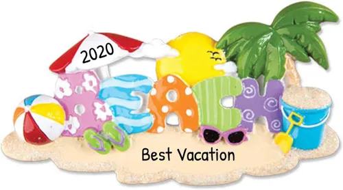 Adornos personalizados de Navidad para la playa 2025 – Letras de playa, adornos de Navidad, corona, adorno costero, adorno de casa de vacaciones,