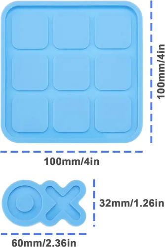 Miniatura 3 de Juego de mesa de 5 piezas de moldes de silicona para juegos de mesa Tic Tac Toe Moldes de silicona X O Board Moldes de resina epoxi moldes