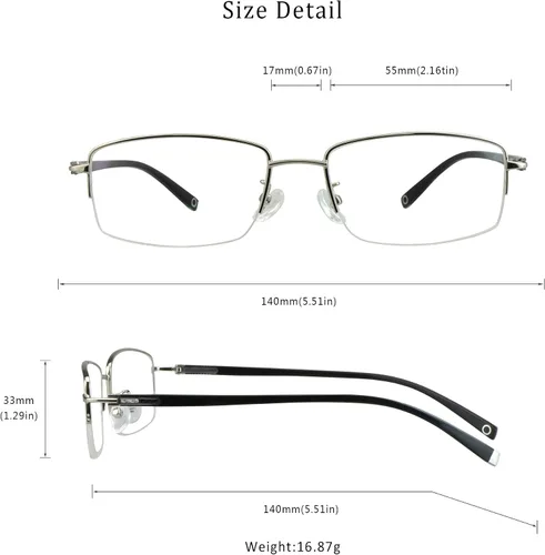 Miniatura 6 de LifeArt Lentes de lectura sin montura de aleación, lentes de bloqueo de luz azul, antifatiga ocular, anteojos para juegos de computadora, gafas