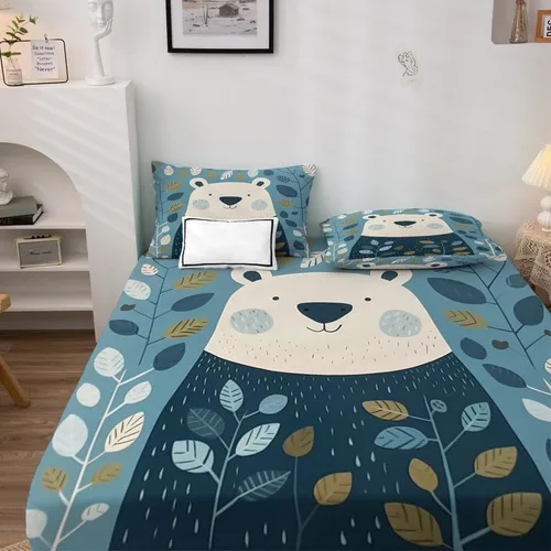 Miniatura 3 de Bear Sheets - Juego de sábanas de tamaño individual, sábanas de animales del bosque de dibujos animados, microfibra suave y bolsillo profundo