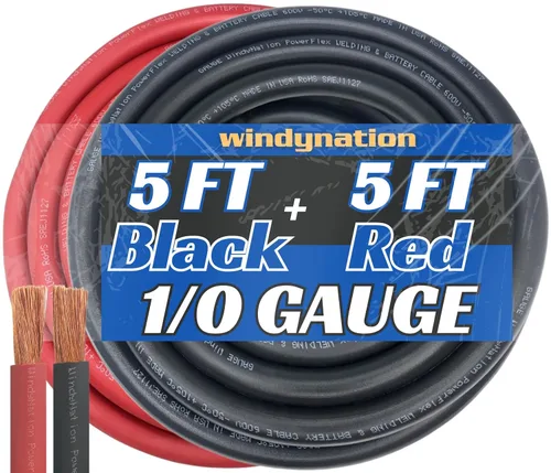 Miniatura 20 de Cable flexible de cobre puro para soldadura de batería calibre 4 AWG 25 pies negro + 25 pies rojo - Coche, Inversor, RV, Solar Negro de 25 pies + 25