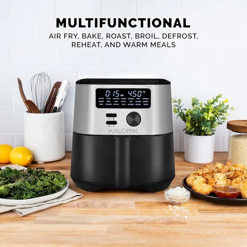 Miniatura 6 de Kalorik MAXX® Freidora de aire digital 7 en 1 de 4 cuartos de galón, pantalla LED, 21 presets inteligentes, 4 accesorios, libro de recetas, 1600 W