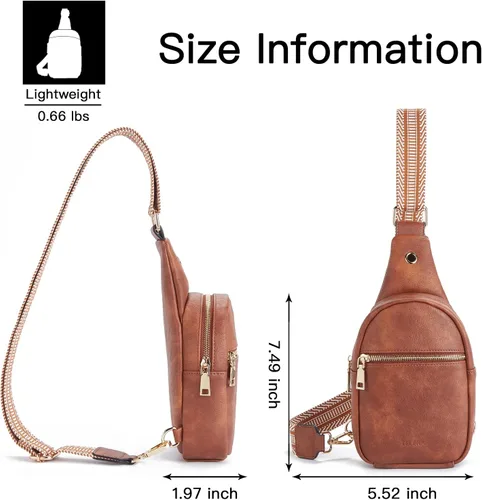 Miniatura 173 de Telena Riñonera pequeña para mujer, de cuero, cangureras, bolsa de pecho para mujer