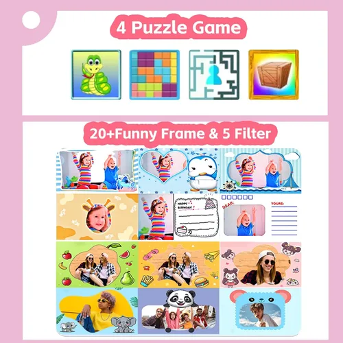 Miniatura 7 de Cámara de Impresión Instantánea para Niños, Cámara Digital Instantánea, Regalos de Navidad y Cumpleaños para Niñas y Niños de 3 a 16 Años, Juguetes