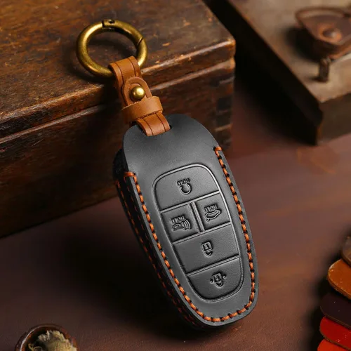 Miniatura 3 de SANRILY Funda de cuero para llavero para Hyundai Sonata Tucson 2022 2021 2020 Santa Fe Santa Cruz sin llave, funda de protección completa