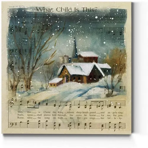 Miniatura 36 de Renditions Gallery Arte de pared "Be Merry and Bright", lindo arte navideño e invernal, granero festivo, aspecto de madera falsa, decoración