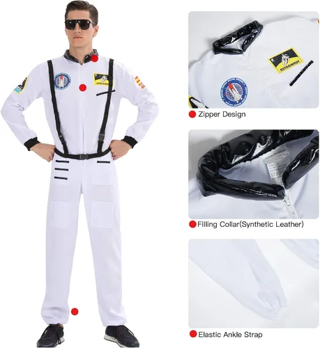 Miniatura 4 de EraSpooky Disfraz de astronauta para hombre, disfraz de Halloween para adultos, tallas XS-XL, para fiesta de disfraces y cosplay, color naranja