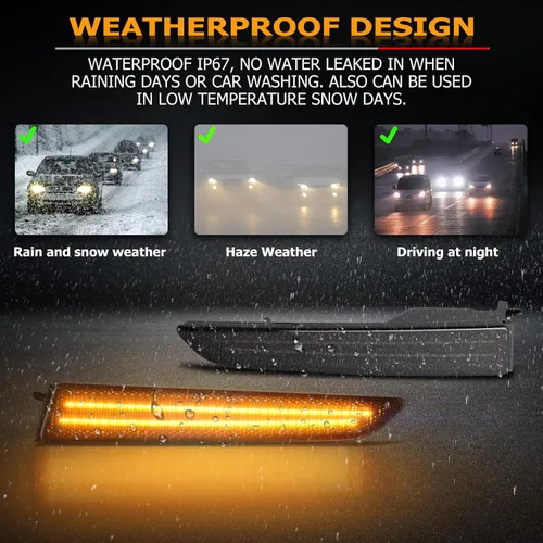 Miniatura 6 de Gempro Luces LED para parachoques delantero lateral para Ford Fusion 2010-2012 luces de señal de estacionamiento lente ahumada, 2 unids
