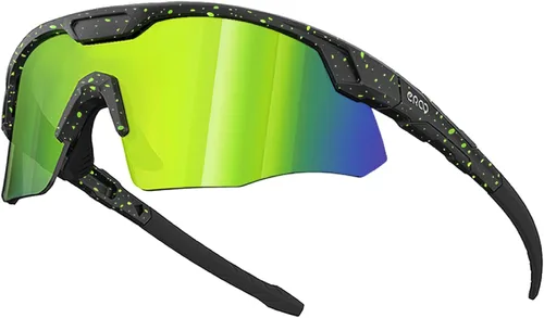 Miniatura 15 de Gafas de sol de béisbol pequeñas envolventes para jóvenes, niños y mujeres, para correr, ciclismo, deportes al aire libre S598 Negro/Amarillo Verde