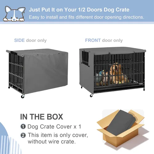 Miniatura 2 de Explore Land - Funda para jaula de perro de 36 pulgadas, de poliéster, resistente, ajuste universal para jaula de perro de alambre (gris)