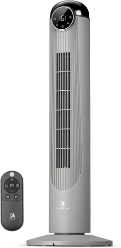Antarctic Star T36 Tower Fan-36 Inch, Bladeless Oscillating Fan with Remote, 6 Speeds & 4 Modes, LED Display, 9H Timer, Quiet Floor Standing Fan for