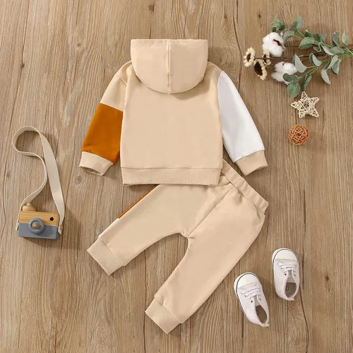 Miniatura 74 de Ropa de bebé niño 3 6 9 12 18 24M 3T Conjunto de pantalones con capucha patchwork sudadera con capucha pantalones de rayas traje de otoño invierno
