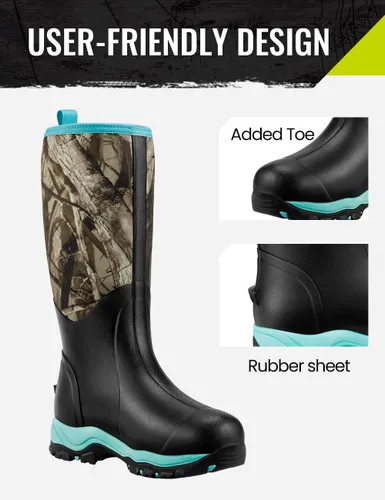 Miniatura 5 de TIDEWE Botas de caza para mujer, aisladas, impermeables, duraderas, de 15 pulgadas, botas de caza para mujer, neopreno de 0.236 in y goma