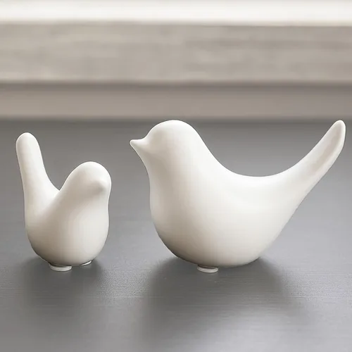 Notakia Estatuas de pájaros blancos pequeños, decoración del hogar, adornos decorativos de estilo moderno para decoración de sala de estar, 2