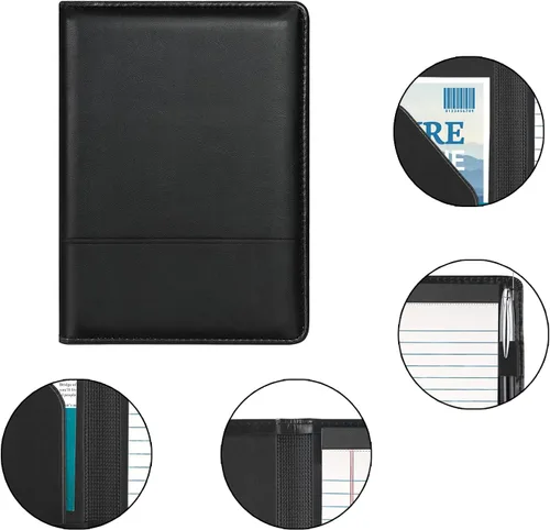 Miniatura 5 de Gorbado Carpeta para portafolio o cartera, mini carpeta de 5 x 8 pulgadas, bloc de escritura legal, carpeta organizadora de documentos A5 para Negro