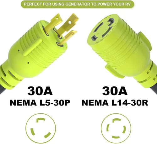 Miniatura 2 de Adaptador de interruptor de transferencia de generador AOWEITOUR NEMA L5-30P enchufe macho a L14-30R hembra, enchufe de bloqueo giratorio de 30