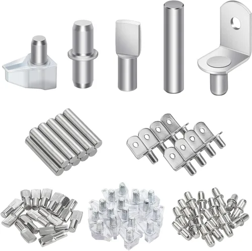 DYWISHKEY Kit de 5 estilos de pasadores de estante, chapado en níquel, clavijas de estante para gabinetes, muebles, estantes para estantes de