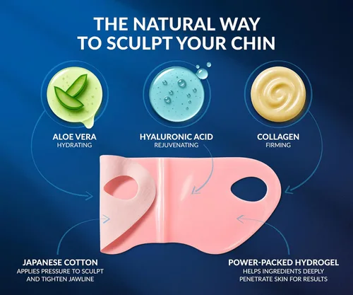 Miniatura 6 de STYLIA V Line - Máscara facial de colágeno de elevación – Levanta, reafirma y contornea la mandíbula – Correa de doble barbilla con ácido Azul