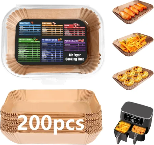 Miniatura 9 de 200 forros de papel desechables para freidora de aire, antiadherentes, desechables para freidora de aire, papel de hornear para freidora de aire, a