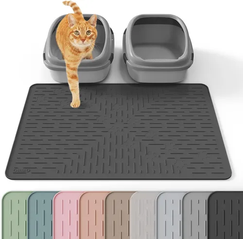 Miniatura 30 de OHMO Alfombrilla Grande para Arena de Gatos Alfombrilla de Captura Premium Goma de Silicona 31.5 x 23.6 pulgadas Gris Ceniza, Alfombrilla para Caja