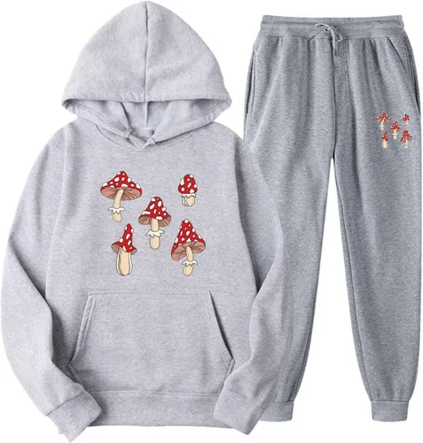 Muscularfit Conjunto deportivo unisex de cuello redondo para hombres y mujeres, de gran tamaño, sudadera deportiva con capucha y pantalón deportivo,