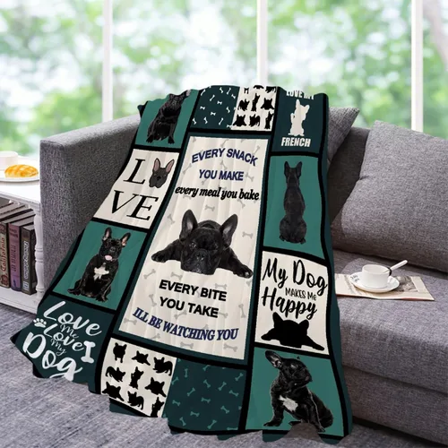 Miniatura 4 de Manta de Bulldog Francés – Manta de Franela de Forro Polar Súper Suave para Regalos, Colcha de Cama para Decoración del Hogar para Sofá Cama Durante