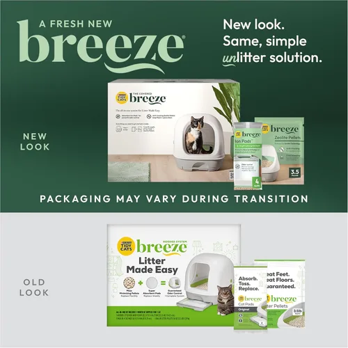 Miniatura 2 de Purina Tidy Cats Breeze - Kit de sistema de caja de arena para gatos cubierta con arena de pellets para gatos, caja de arena con capucha y Blanco