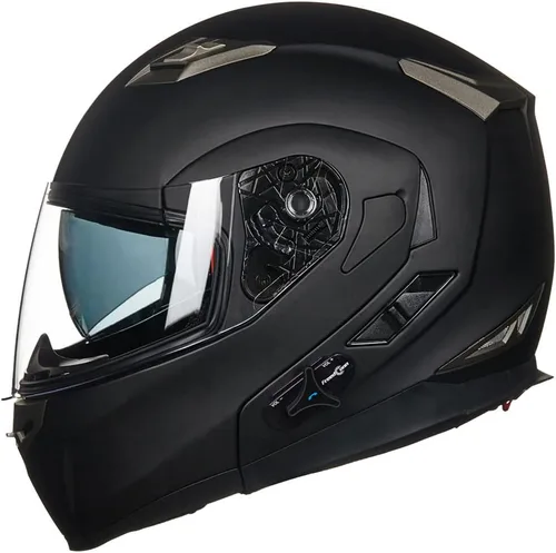 Miniatura 16 de ILM - Casco de motocicleta modular con visera solar abatible, Bluetooth integrado, intercomunicador, Mp3 Modelo 953/953 PRO Rojo