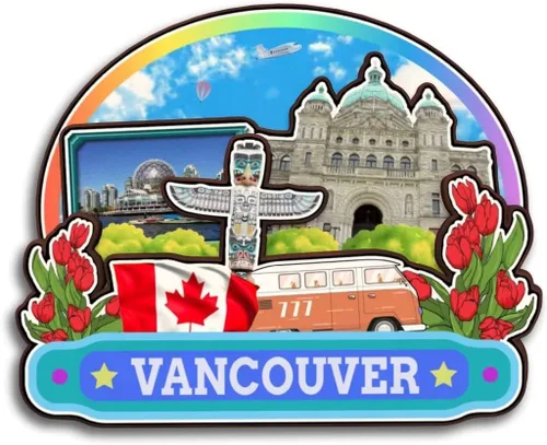 Miniatura 30 de Surrey British Columbia Canadá - Imán para nevera de madera 3D hecho a mano para viaje, ciudad recuerdos, nevera, regalo para decoración del hogar
