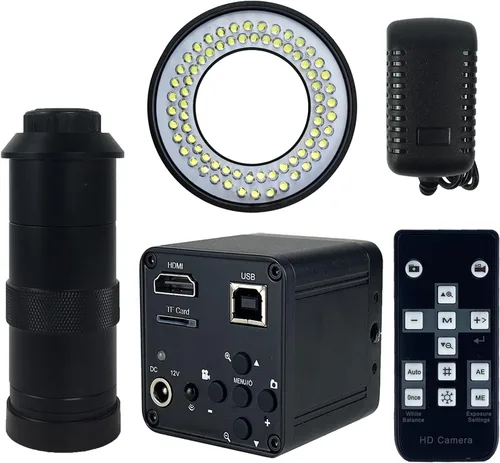 48MP 4K 1080P 22MP 14MP HDMI USB VGA Video Industrial Soldadura Digital Reparación Microscopio Cámara C Mount Lens LED Ring Light (48MP 2K Light