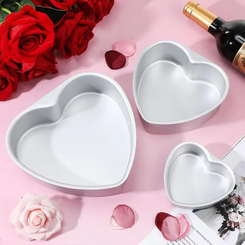 Miniatura 7 de Mifoci 3 moldes de aluminio con forma de corazón para tartas, molde para hornear en forma de corazón, para bricolaje, cocina, boda, fiesta