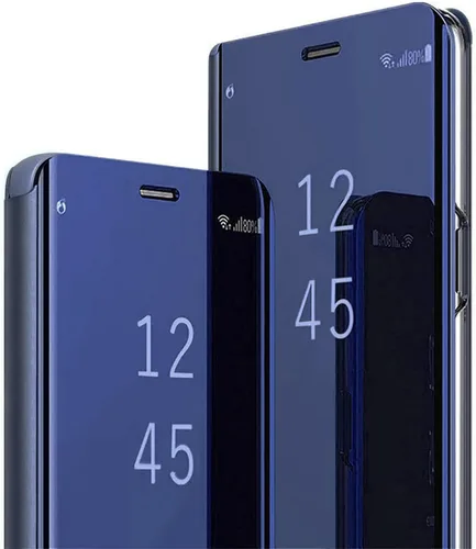 Miniatura 10 de Compatible con Samsung Galaxy S21 FE - Funda de piel transparente con espejo S-View, a prueba de golpes, con función atril, antiarañazos, funda