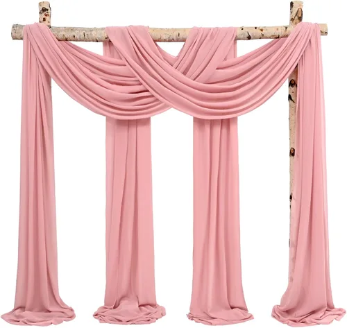 Miniatura 17 de Cortinas de arco de boda, 8 paneles de 28" x 20 pies, cortinas de tela de gasa blanca para ceremonia y recepción Blanco