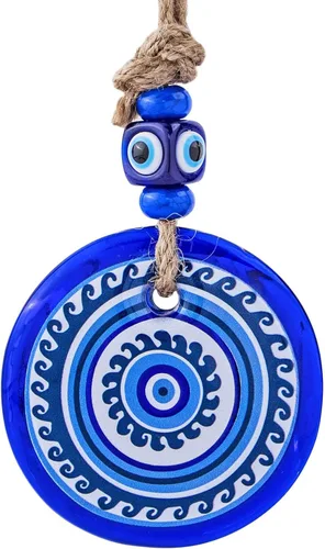Amuleto grande de cristal de 3 pulgadas con diseño de mandala de ojo turco con cuentas de Nazar para el hogar, adorno colgante de pared para árbol
